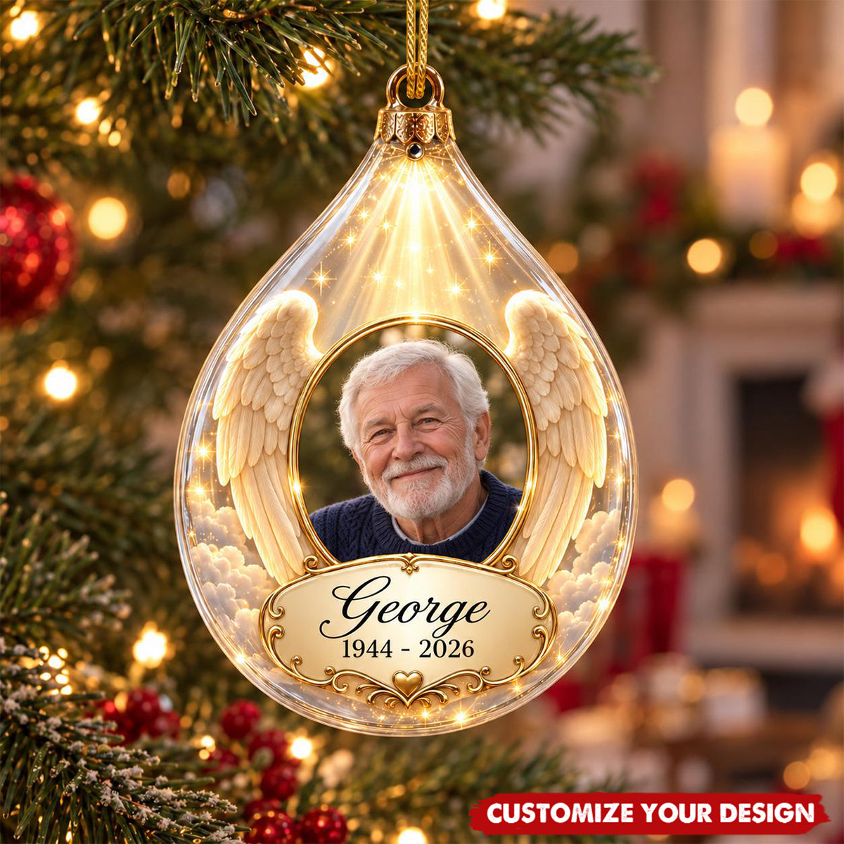 Custom Photo Memorial Ornament, Personalized Sympathy Gift