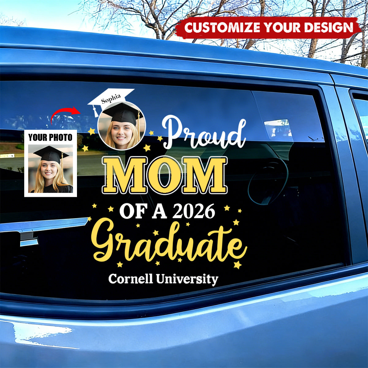 Proud Mom Custom Photo Graduation Personalized Car Window Decal Sticker