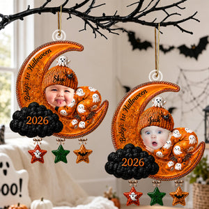 Baby Sleep On The Moon - Personalized Baby First Halloween Ornament