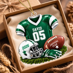 Personalized Football Player Christmas Ornament, Custom Name Jersey Gift