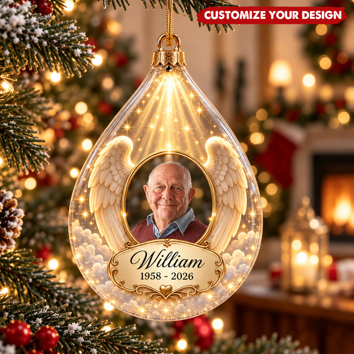 Custom Photo Memorial Ornament, Personalized Sympathy Gift