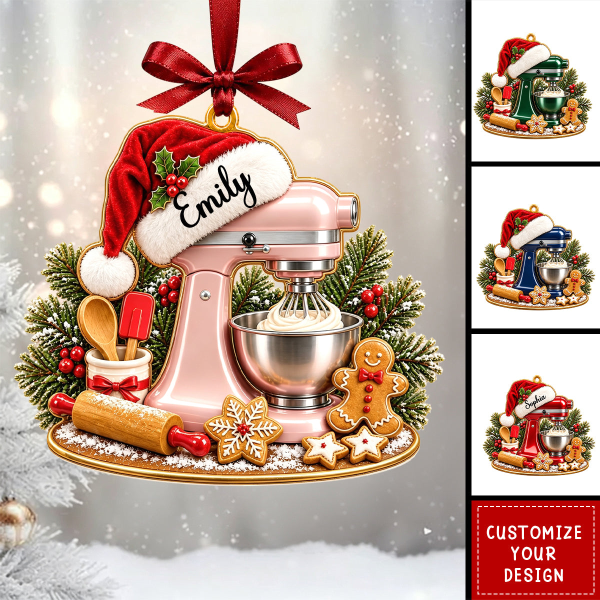 Personalized Mixer Christmas Ornament, Custom Kitchen Mixer Ornament