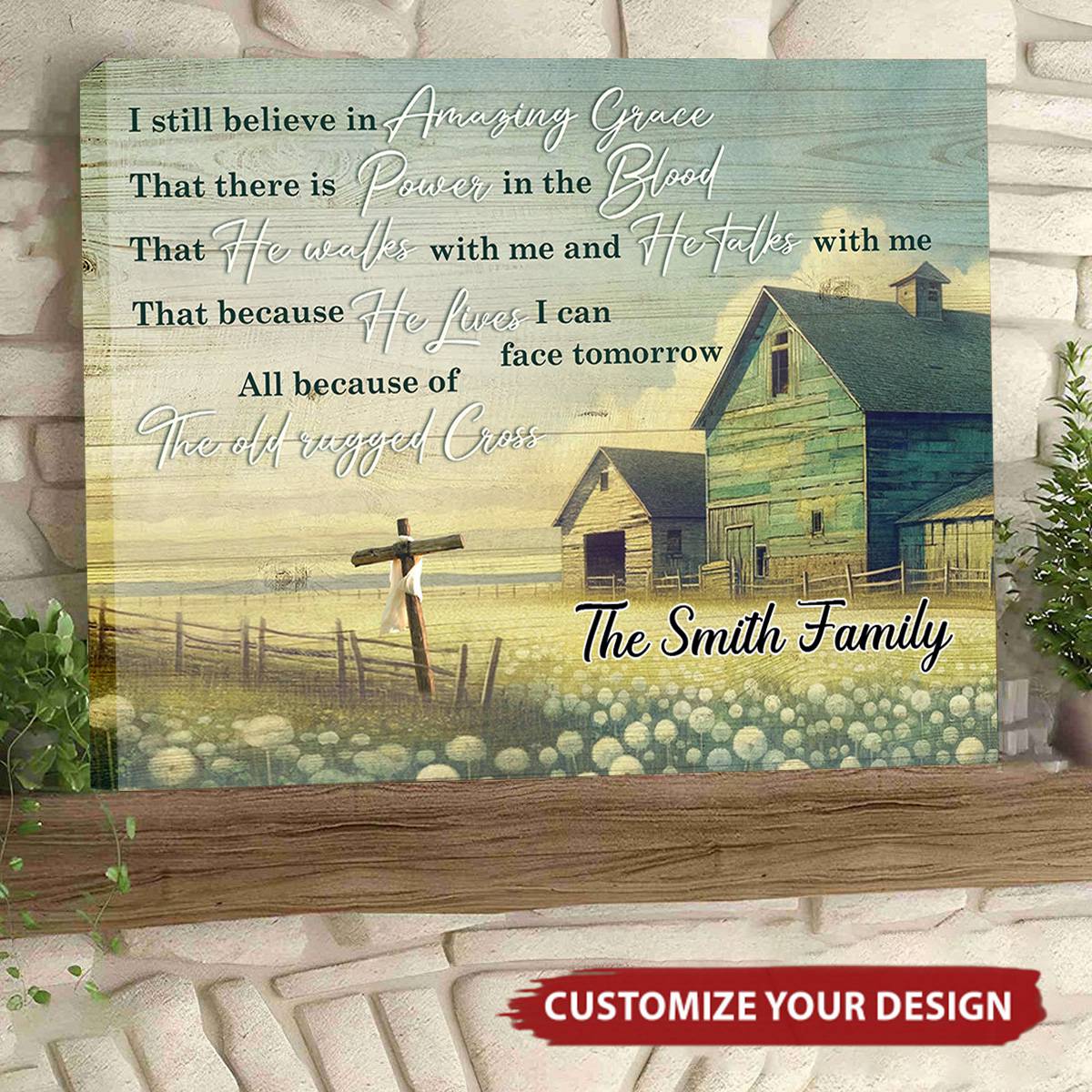 KISSFAITH-Christian Vintage Rustic Farmhouse - Personalized Canvas
