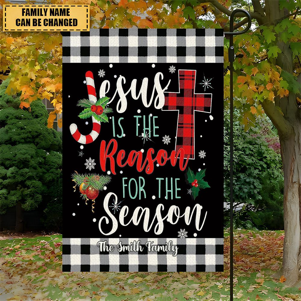 Jesus is The Reason for The Season -Personalized Christ Cross  Flag