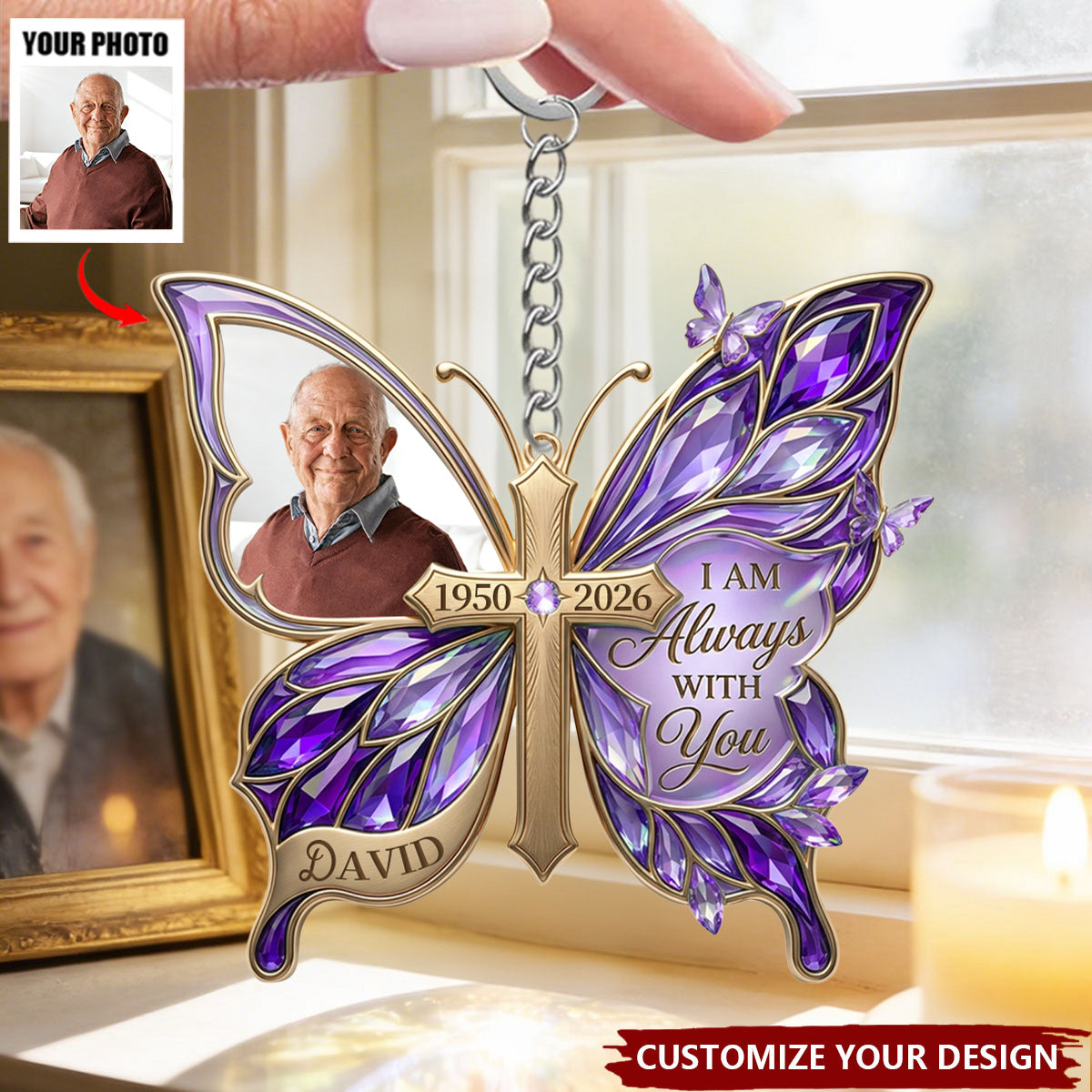 Custom Photo Loving Memory Butterfly Keychain - Personalized Gifts For Loved Ones