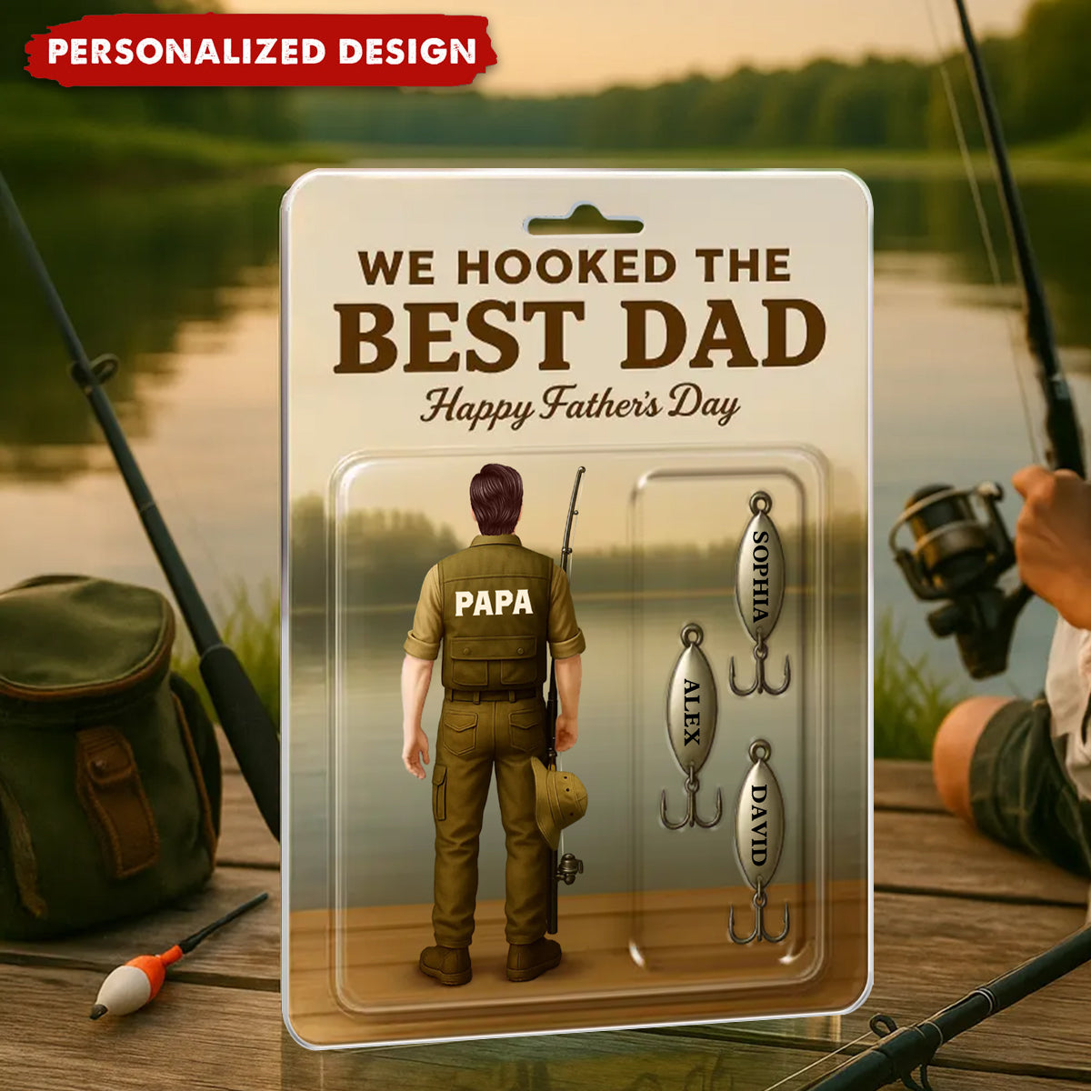 We Hooked The Best Dad - Family Personalized Custom Acrylic Plaque