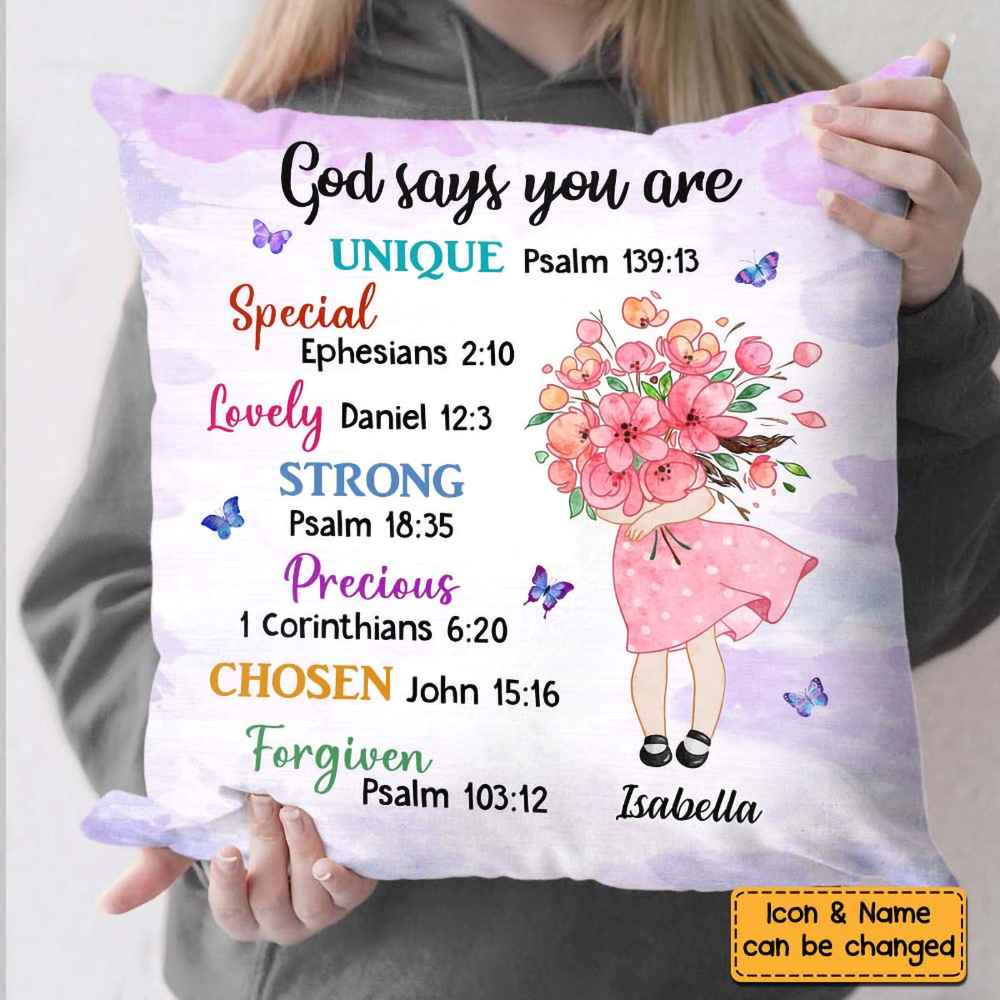 Gift for Granddaughter Daughter God Says You Are Hugging Flowers Pillo - kissfaith
