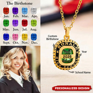 Personalized Birthstone Necklace - Class of 2026 Graduation Gift