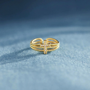 KISSFAITH-To My Daughter Pray Through It Cross Band Adjustable Ring