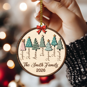 Personalized Family Christmas Tree Wooden Ornament-Custom Names Gift