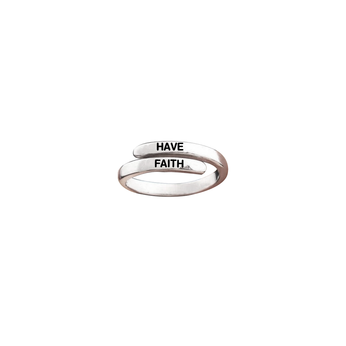 KISSFAITH- Christan Silver Cross Adjustable Ring - Have Faith Affirmation Ring