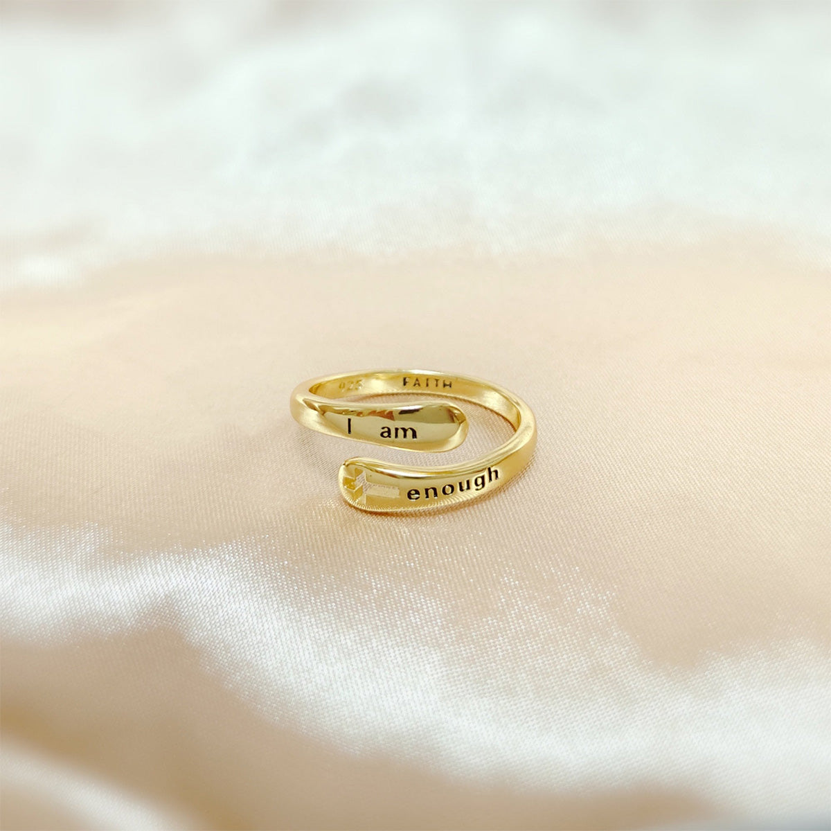 KISSFAITH-Child Of God Cross Ring, Sterling Silver Adjustable Ring