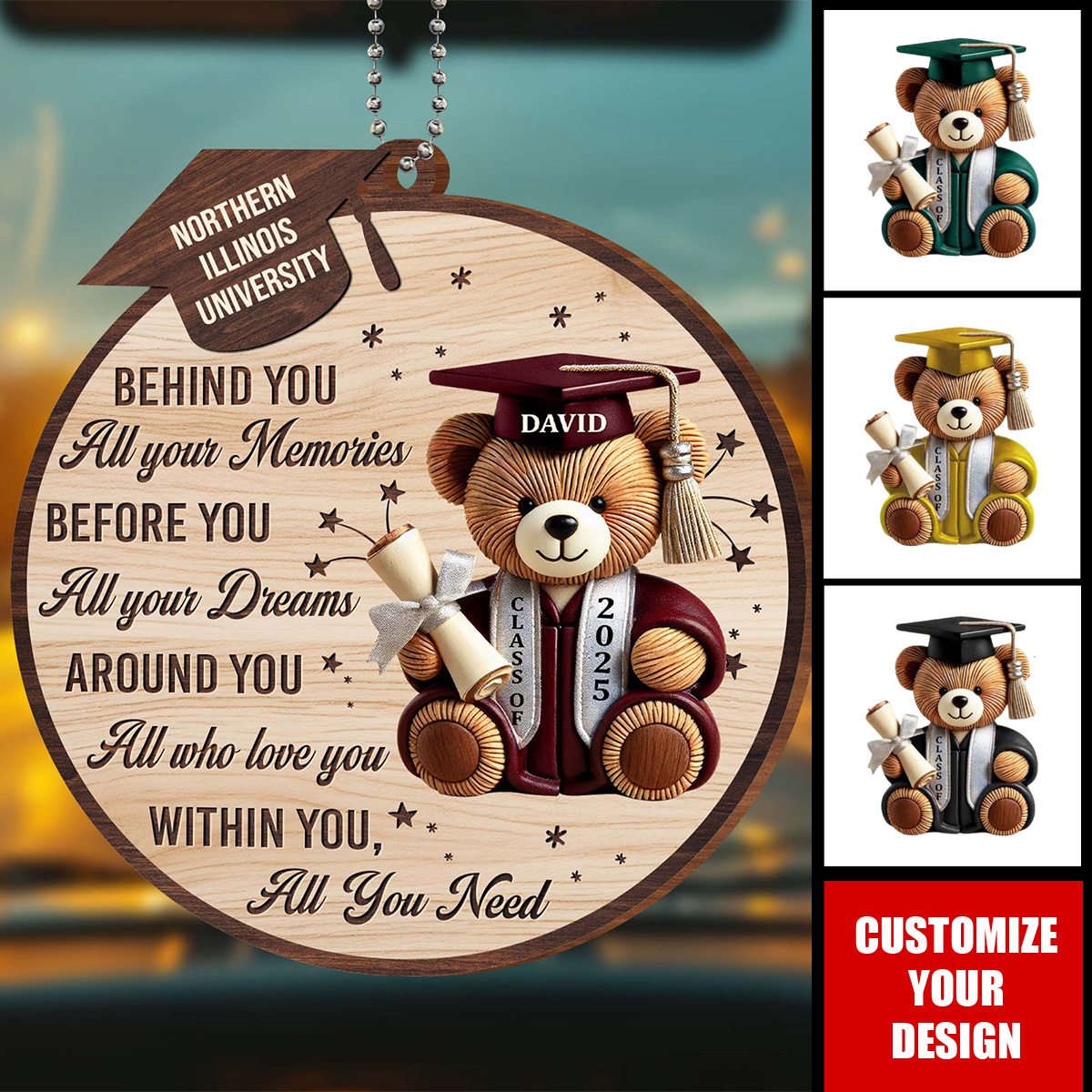Behind You All Your Memories, Graduation Bear Ornament , Gift For Graduates
