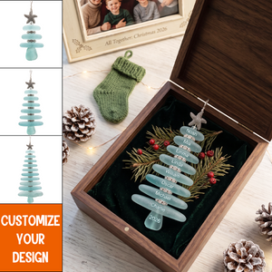 Personalized Sea Glass Christmas Tree Family Ornament