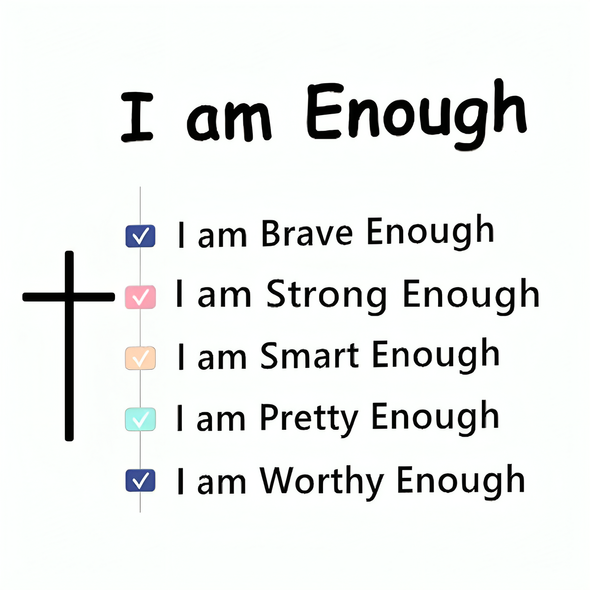 KISSFAITH- Christan Silver Cross Adjustable Ring - I Am Enough Ring