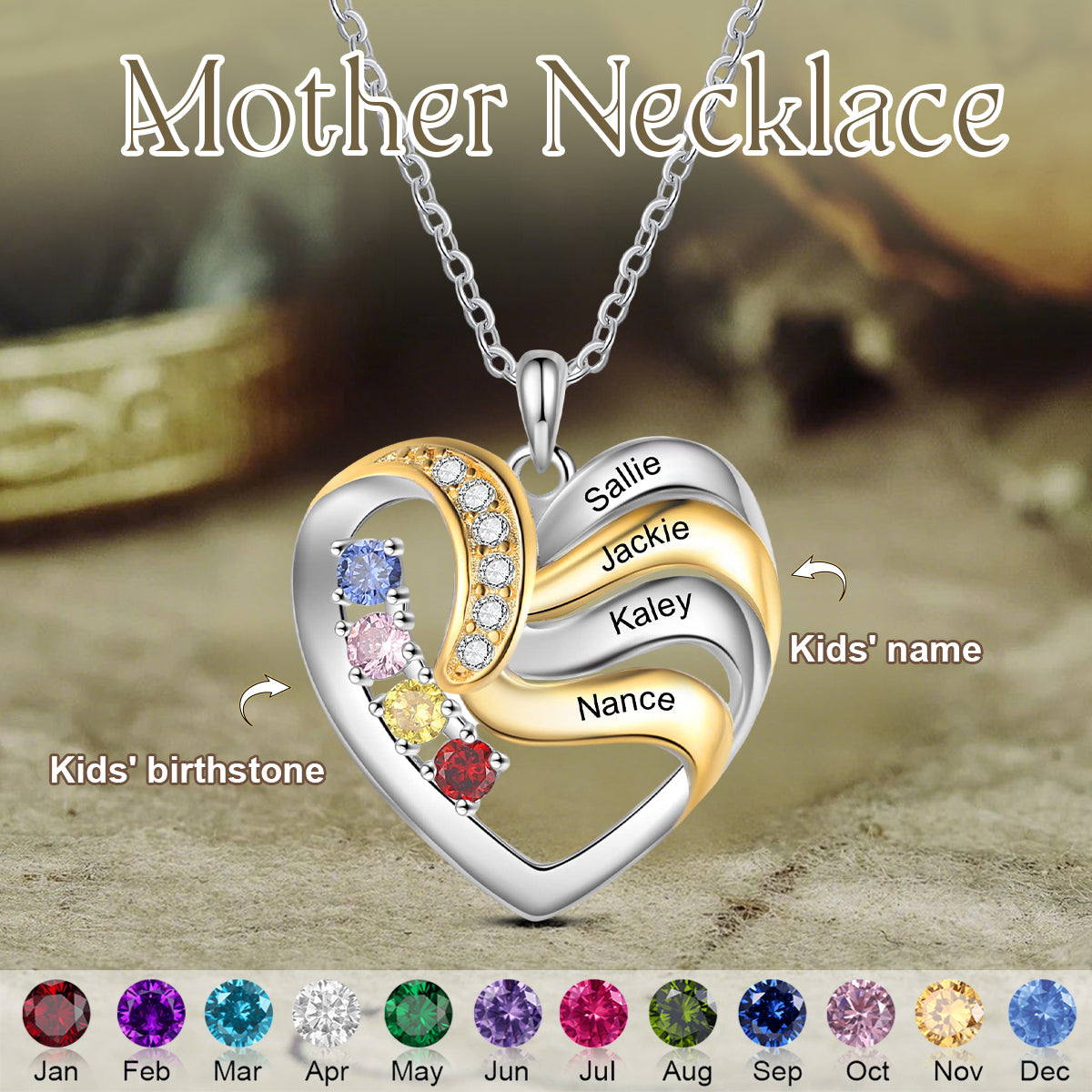Personalized Multiple Birthstones S925 Necklace-Gift For Grandma/Mom