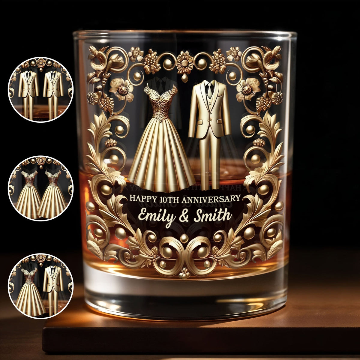 Celebrate Special Milestone, Wedding Dress And Suit, Personalized Custom Whiskey Glass