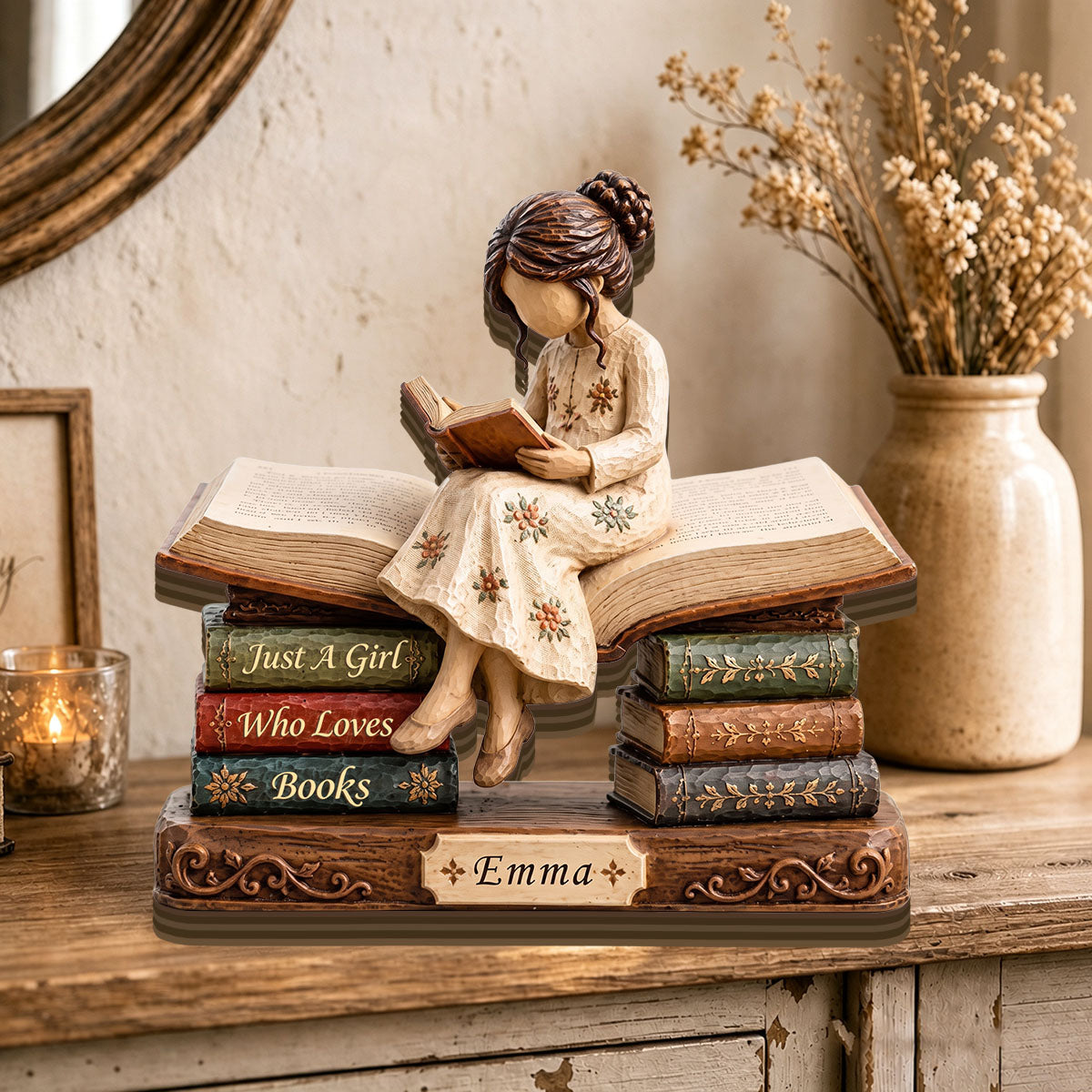 Personalized Book Lover Vintage Wooden Plaque, Bookworm Gift