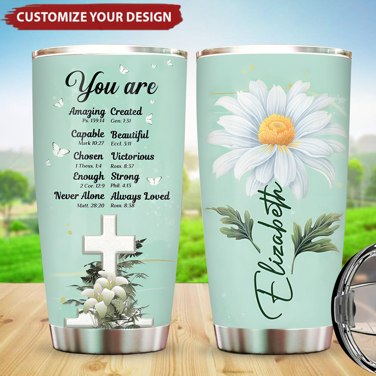 Personalized Flower Cross You Are Custom Tumbler Birthday Gifts For Women