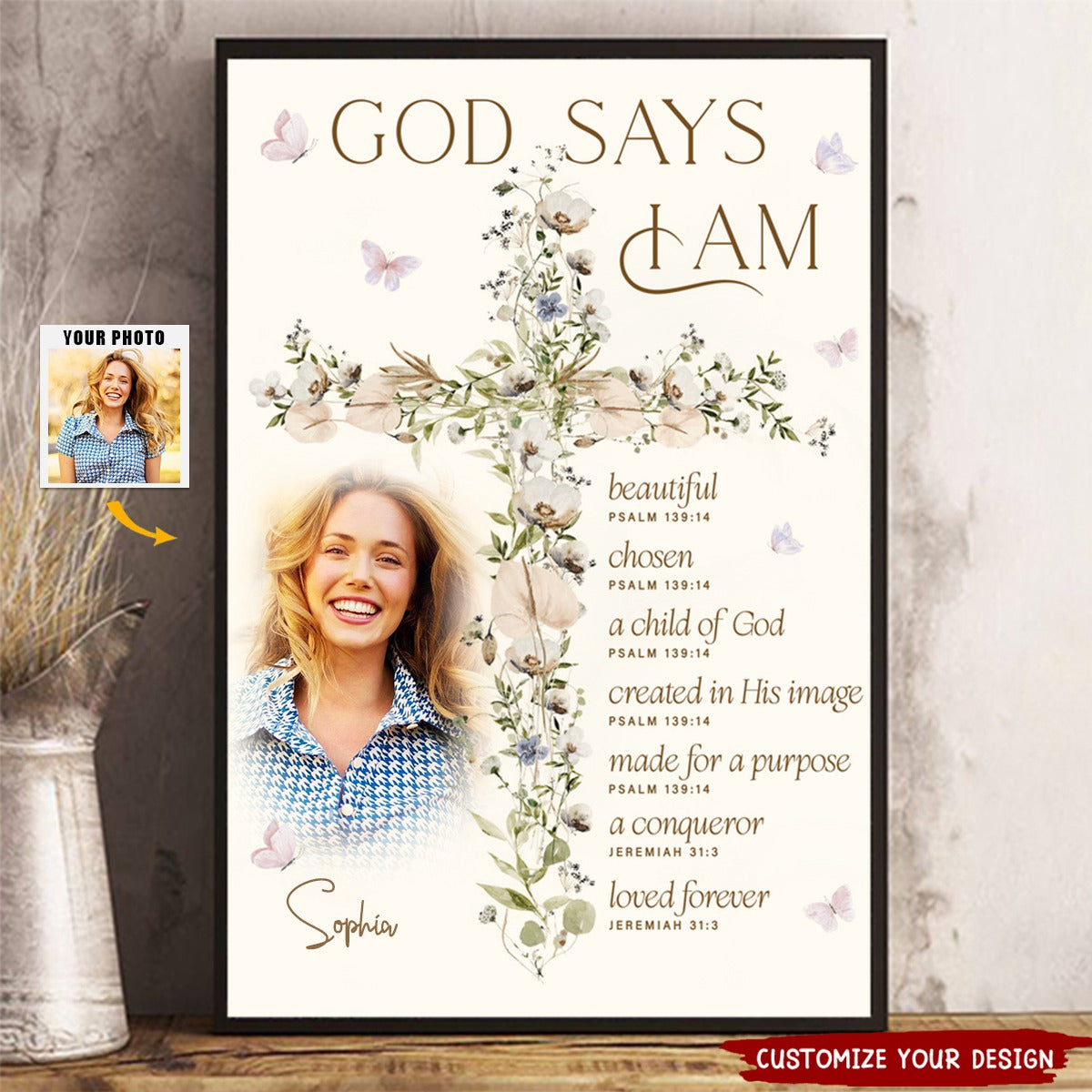 KISSFAITH-God Says I Am - Christian Affirmation Personalized Canvas
