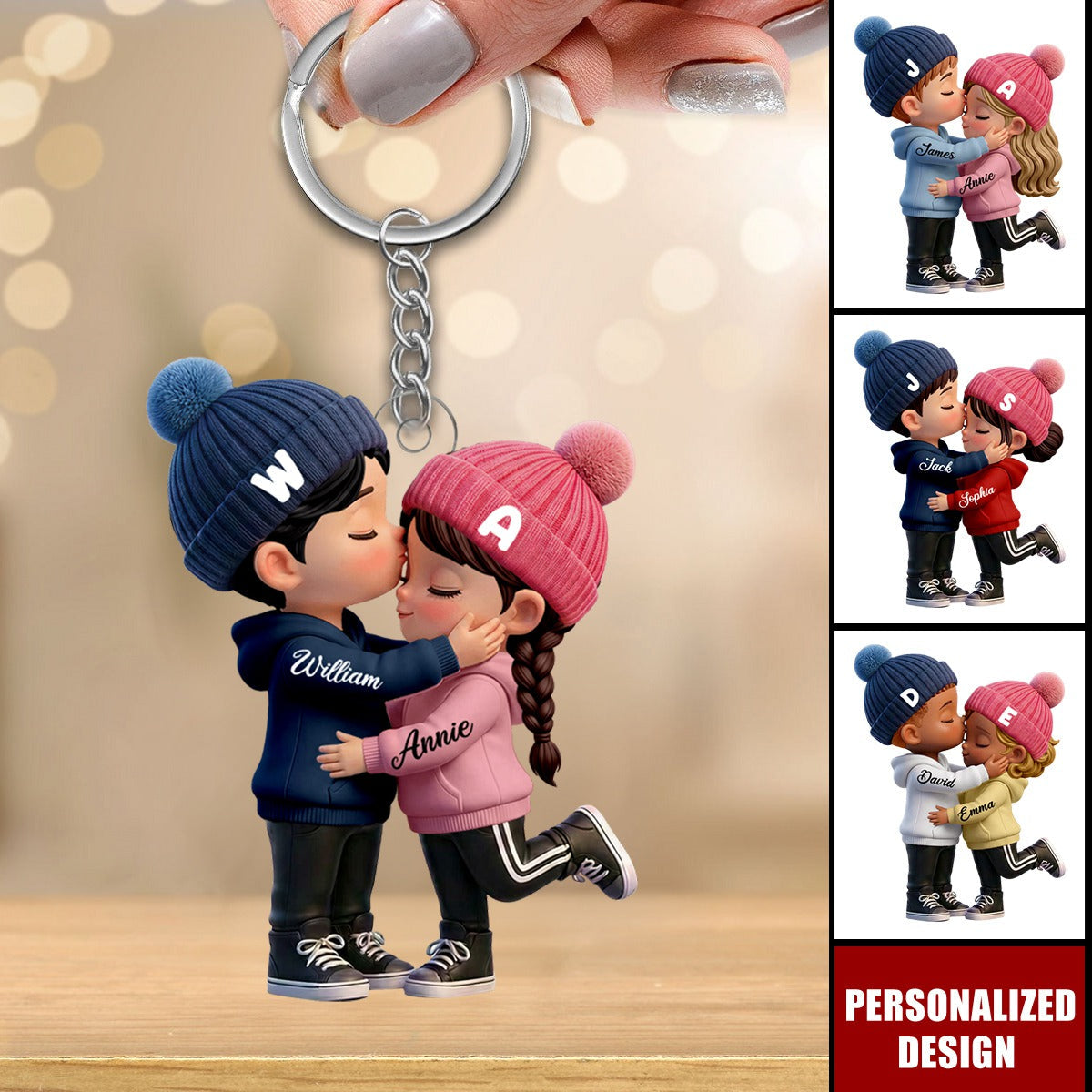Personalized Kissing Couple Acrylic Keychain