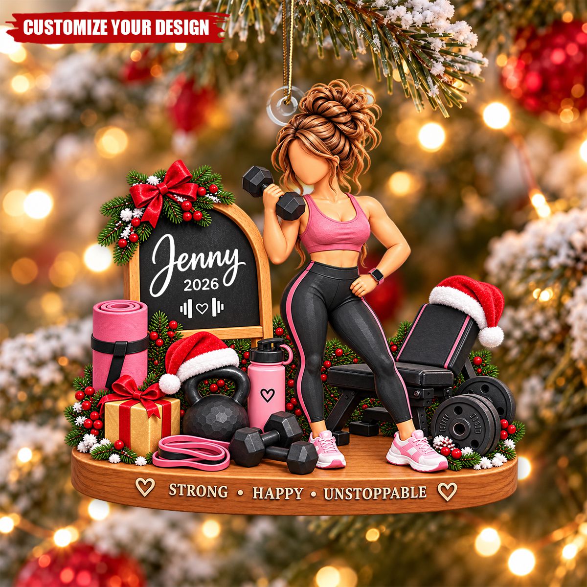 Personalized Gym Girl Christmas Ornament, Just A Girl Who Loves Fitness