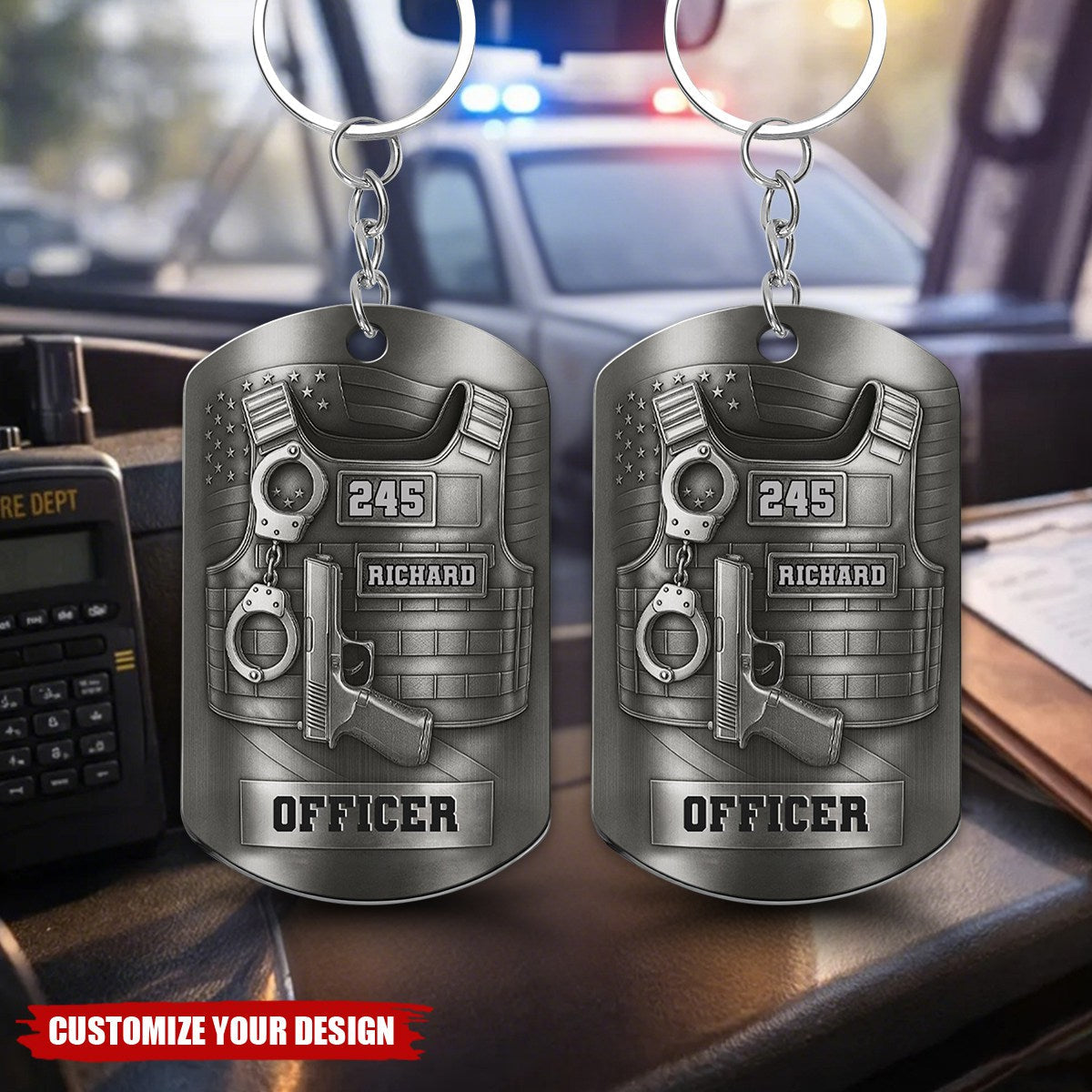 To My Beloved Officer Always In My Heart, Stainless Steel Keychain, Gift For Police Officers