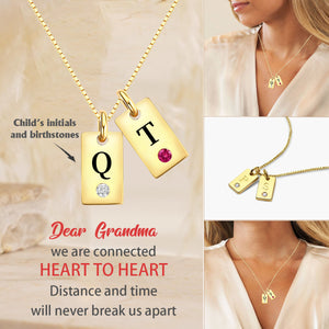 Personalized Birthstone and Initial Necklace-Gift for Grandma and Mom