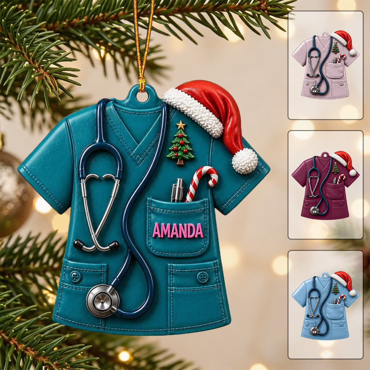 Personalized Nurse Christmas Ornament, Medical Holiday Gift With Name