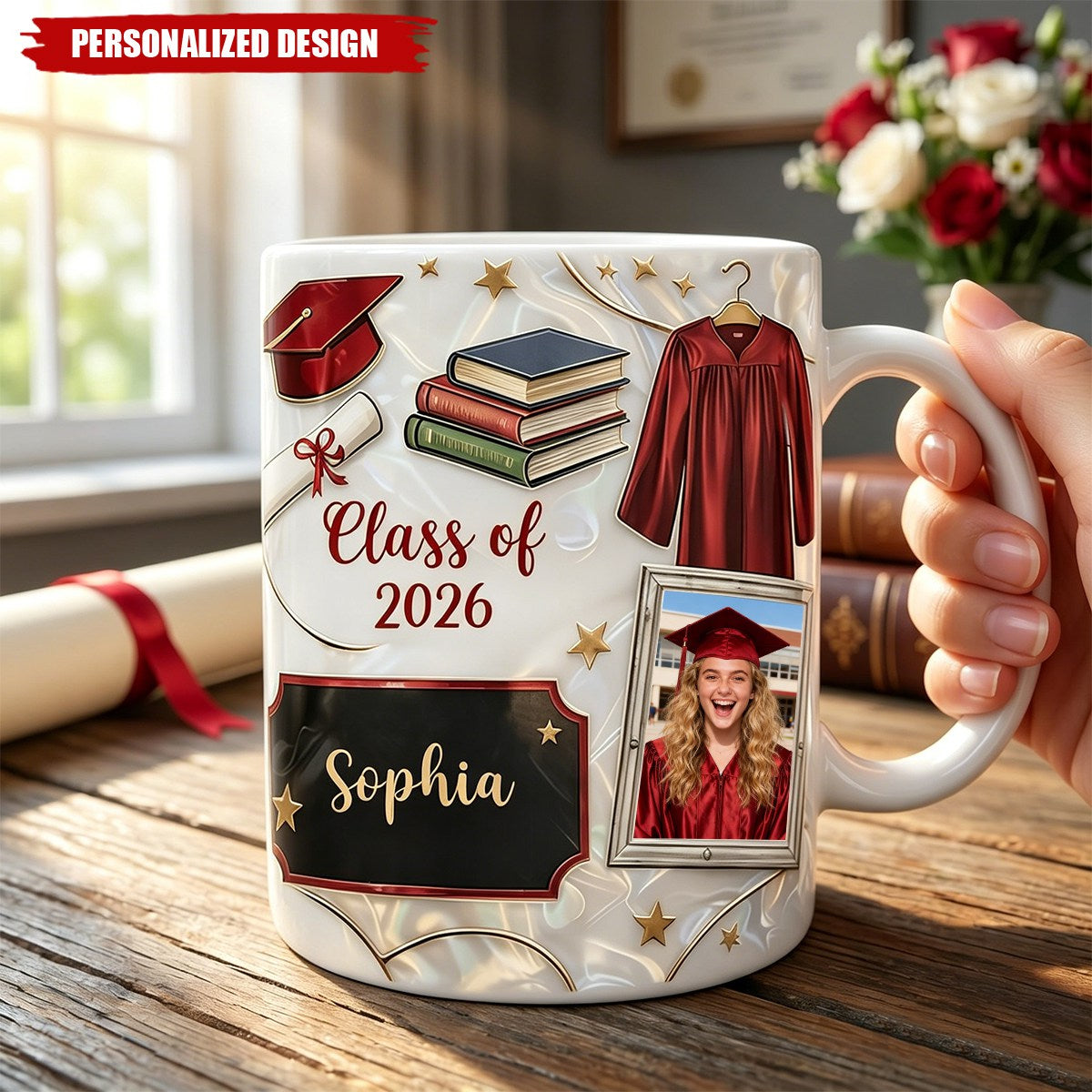 Custom Photo Graduation 3D Effect Coffee Mug With Name