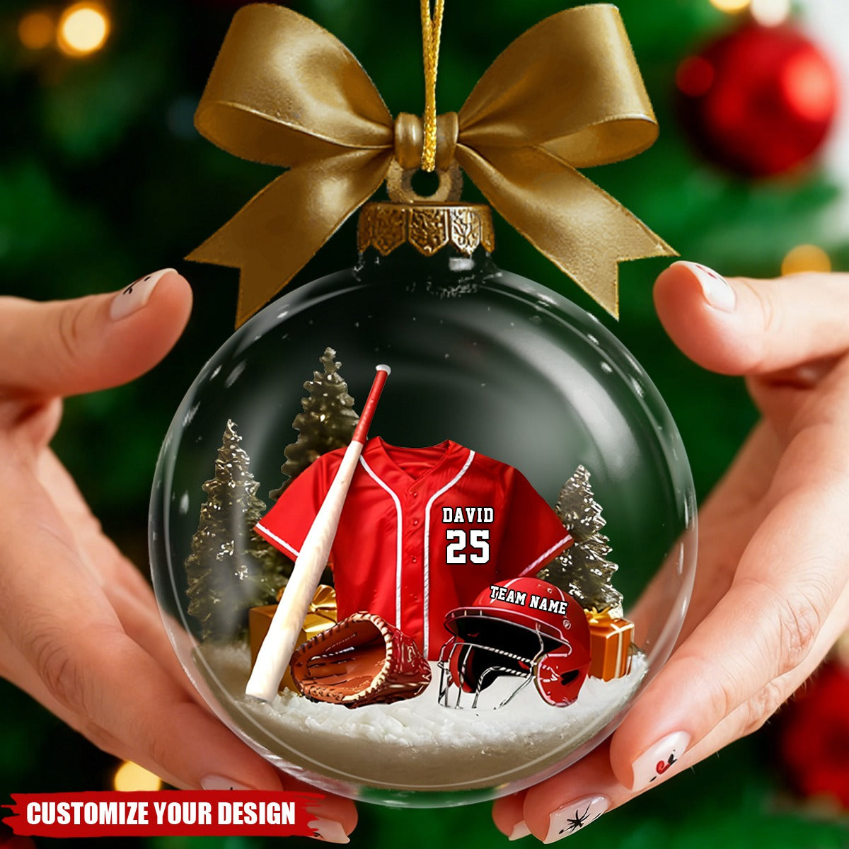 Personalized Baseball Ornament, Custom Baseball Player Ornament