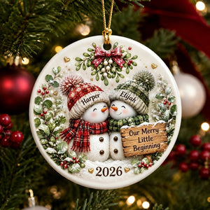 Personalized Couple Snowman First Christmas Ornament