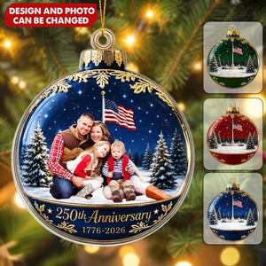 America 250th Anniversary - Personalized Family Photo Acrylic Ornament