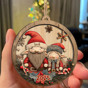 Personalized Couple 2-Layered Wood Ornament, Holiday Gift