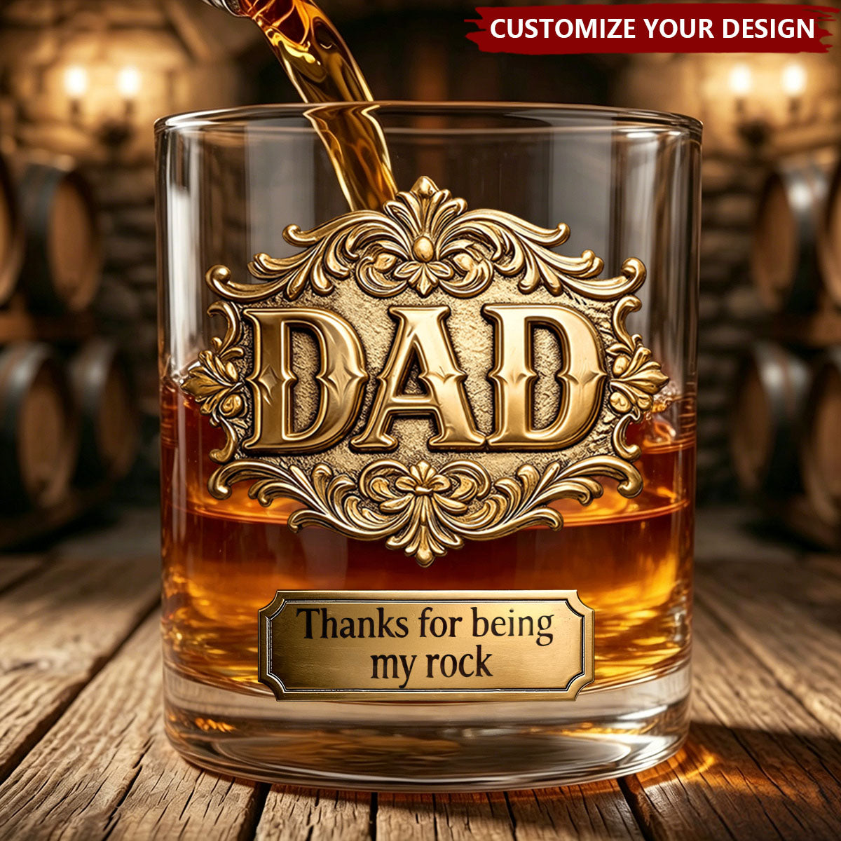 Thanks For Being My Rocks - Personalized Father Whiskey Glass