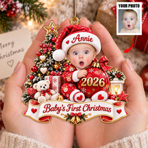 Personalized Baby's First Christmas Ornament, Custom Photo Newborn Keepsake