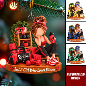 Personalized Fitness Girl Ornament, Custom Fitness Lover Christmas Gift