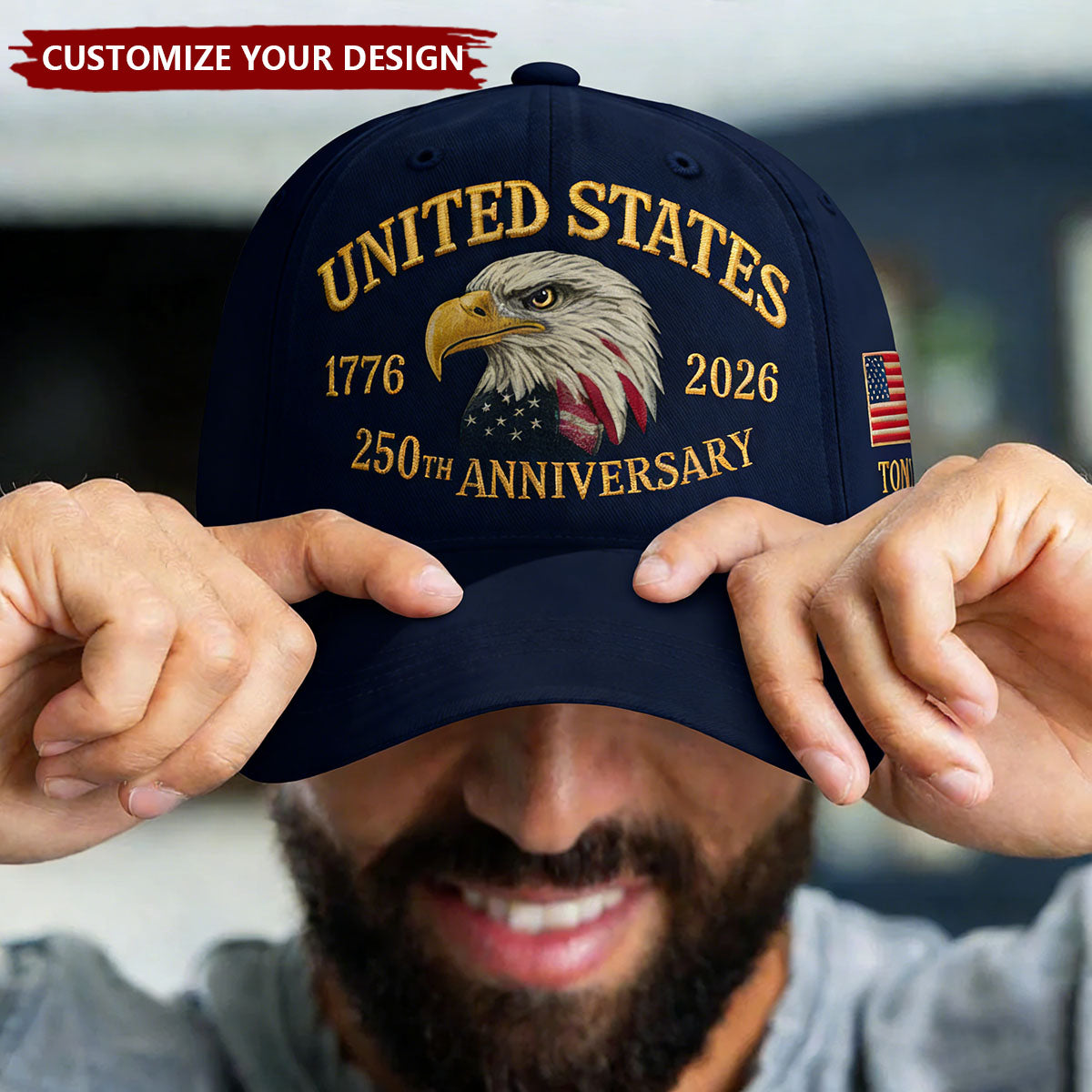 Patriotic Eagle United States 250th Anniversary 1776–2026 Personalized Cap