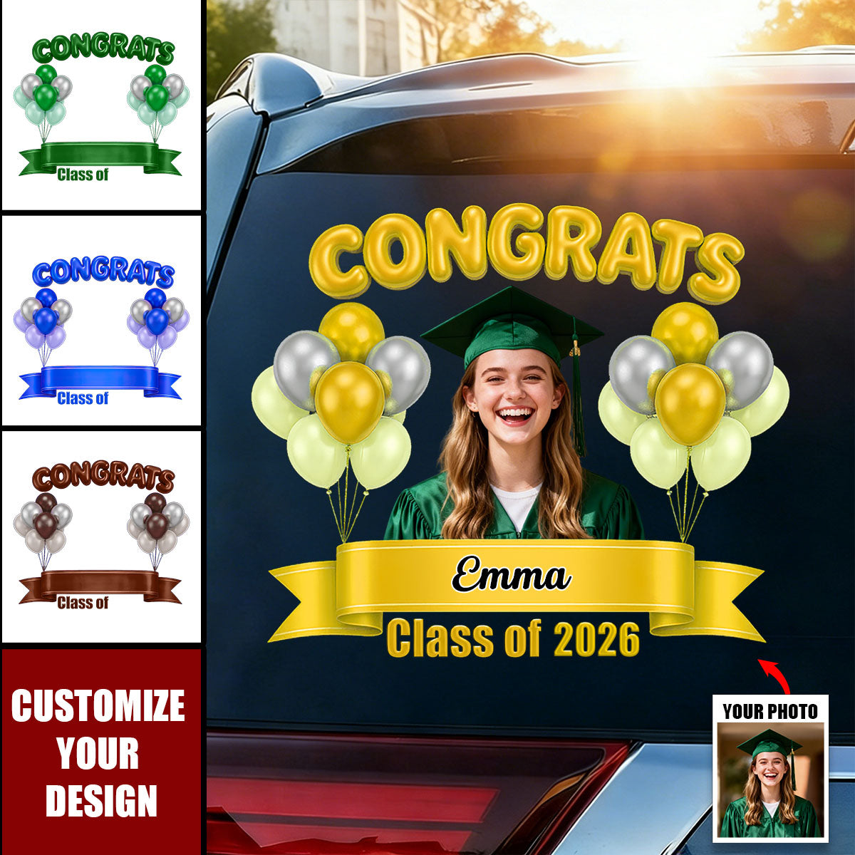 Congratulation Class Of 2026 Gift, Personalized Car Window Decal Sticker