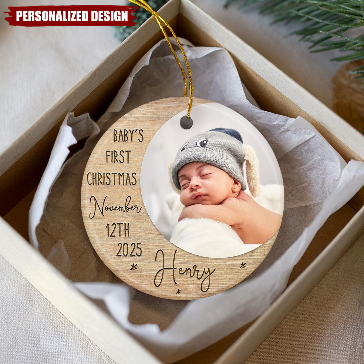 Personalized Baby’s First Christmas Ornament, Baby 1st Christmas Bauble