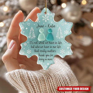 Personalized  Sea Glass Friendship Ornament, Snowflake Friendship Keepsake
