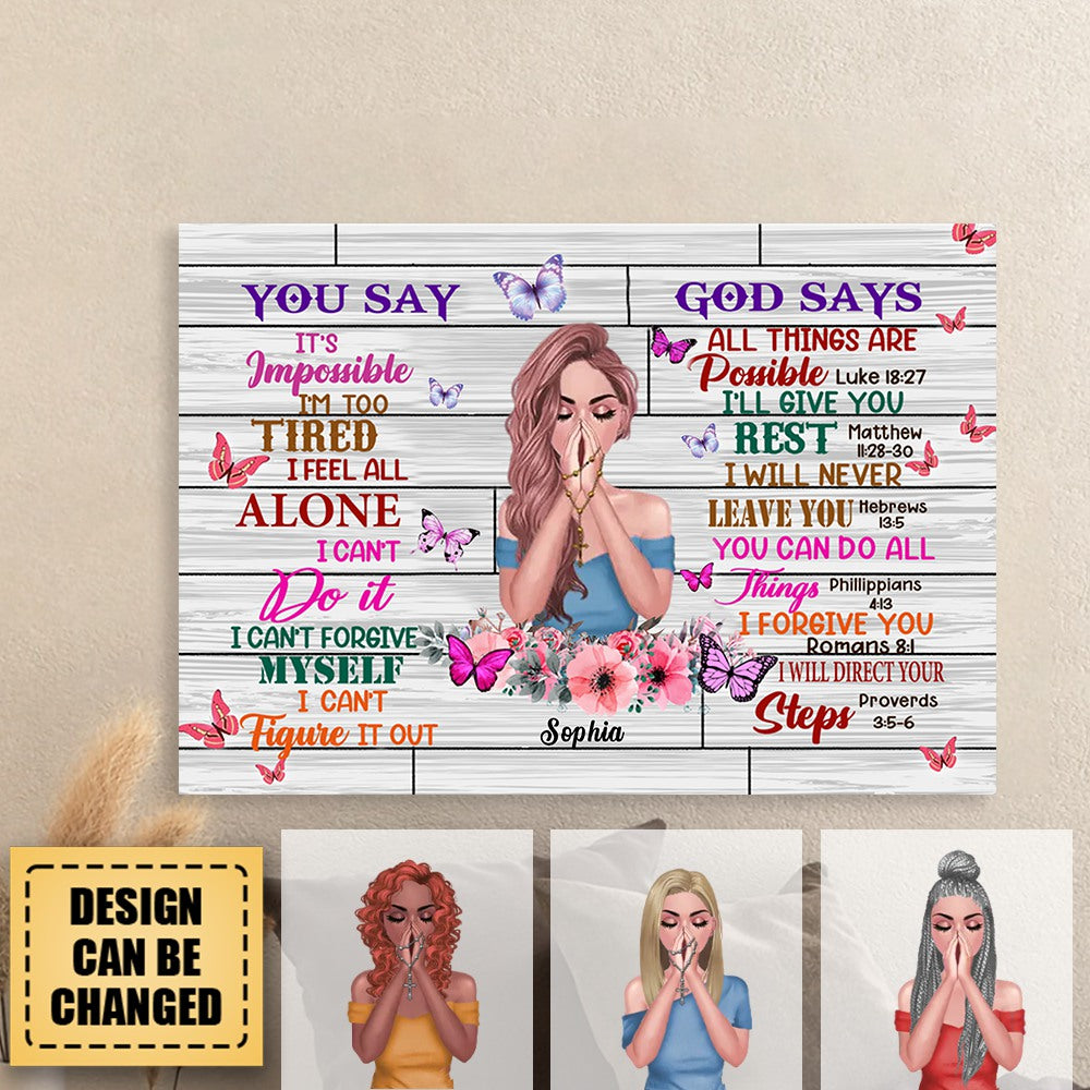 You Say...God Says-Personalized Canvas