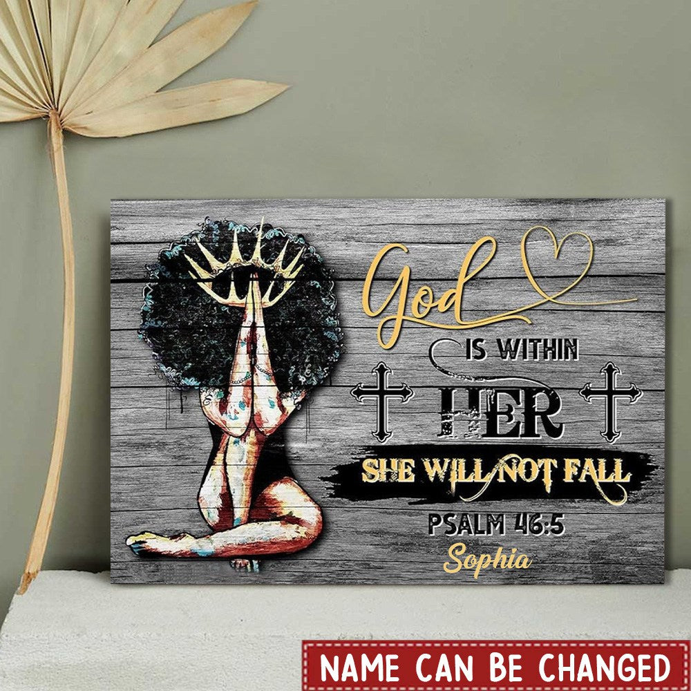 God Is Within Her She Will Not Fall Personalized Canvas