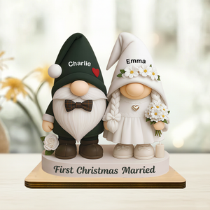 Personalized First Christmas Married Wooden Plaque - Custom Gifts for Couples