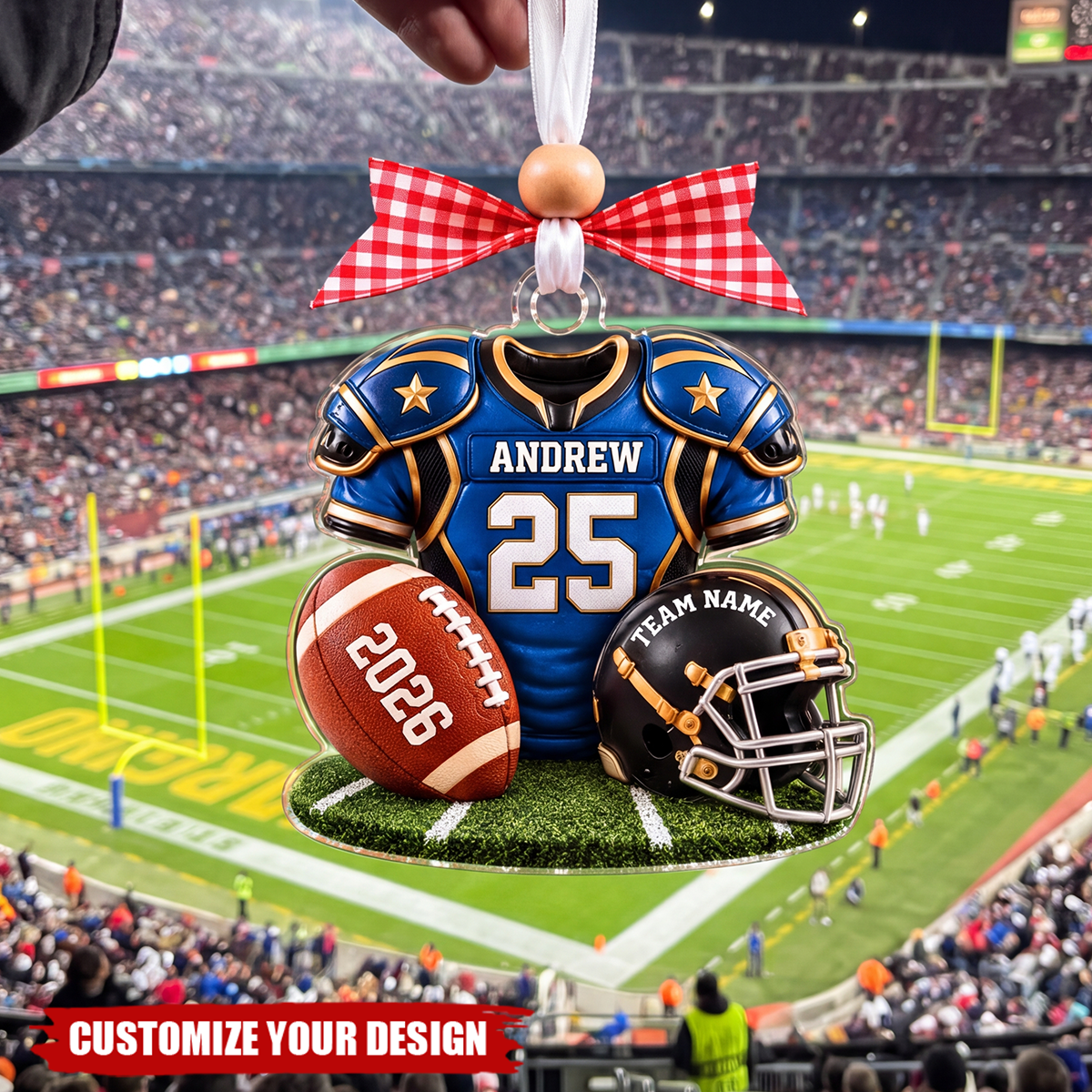 Personalized Football Player Christmas Ornament-Football Player Gift