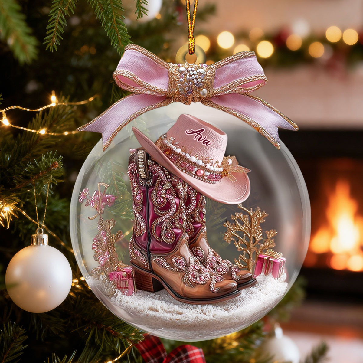 Cowgirl Boots - Personalized Cowgirl Ornament