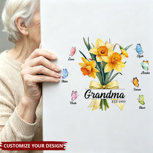 Personalized Watercolor Birth Flower Mom Grandma Sticker