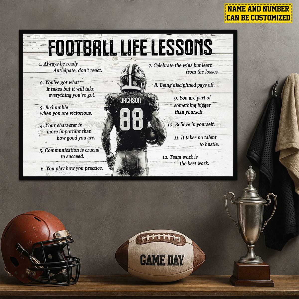 Football Life Lessons Personalized Canvas Poster