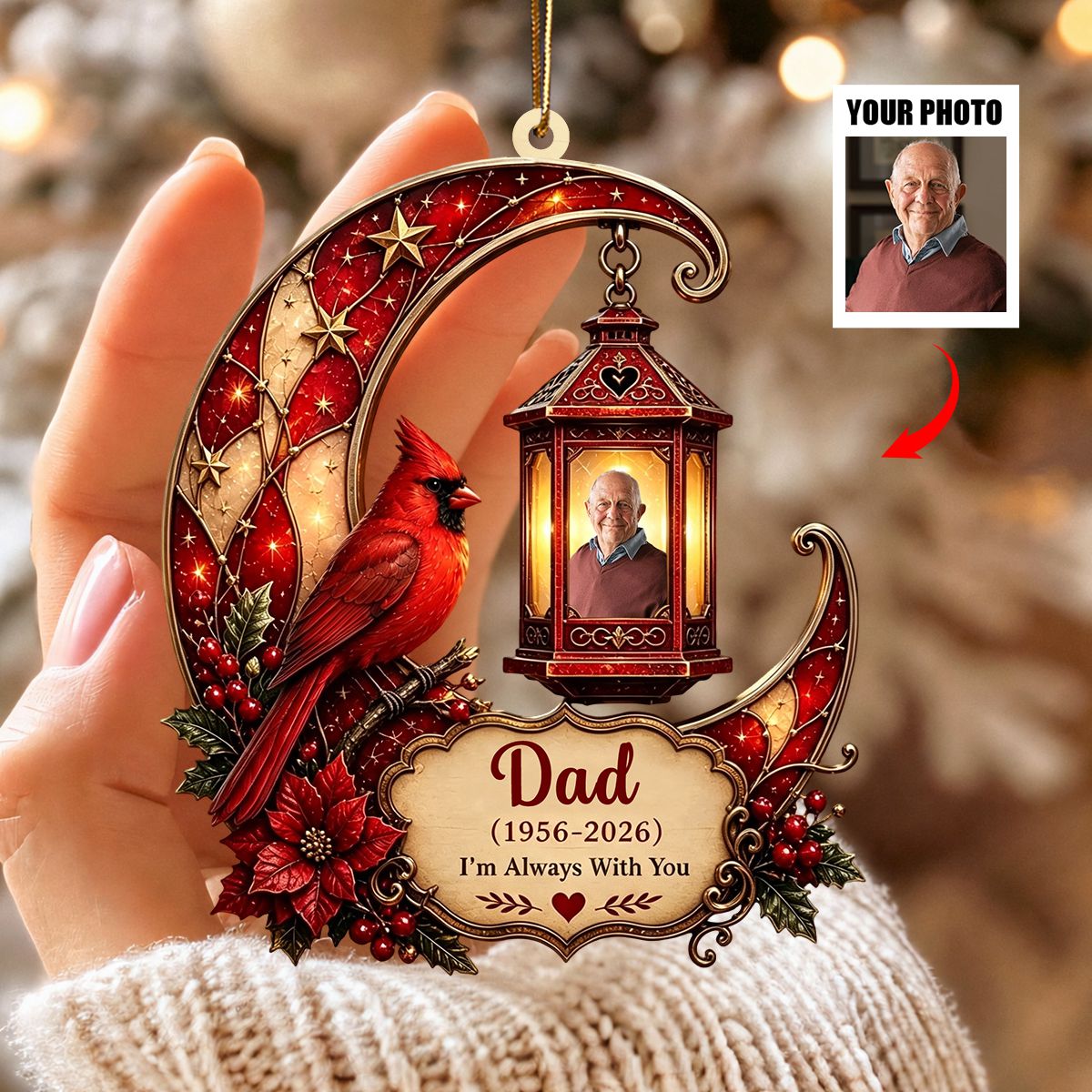 Personalized Cardinal Memorial Acrylic Ornament