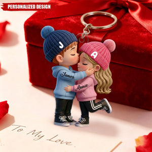 Personalized Kissing Couple Acrylic Keychain
